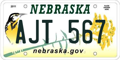 NE license plate AJT567
