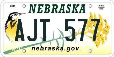 NE license plate AJT577