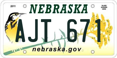 NE license plate AJT671