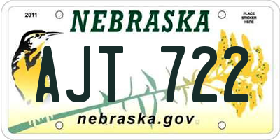 NE license plate AJT722