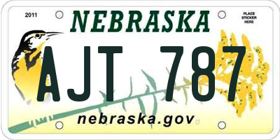 NE license plate AJT787