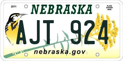 NE license plate AJT924