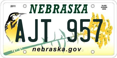 NE license plate AJT957