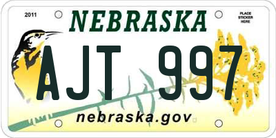 NE license plate AJT997