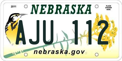 NE license plate AJU112