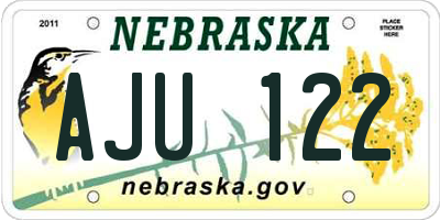 NE license plate AJU122
