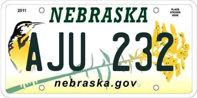 NE license plate AJU232