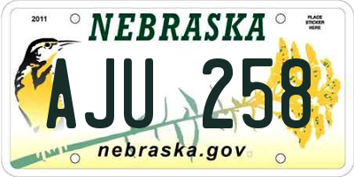 NE license plate AJU258