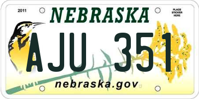 NE license plate AJU351