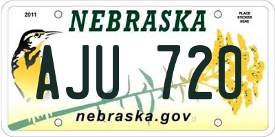 NE license plate AJU720