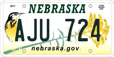 NE license plate AJU724