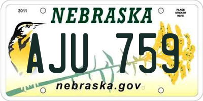 NE license plate AJU759