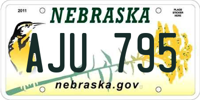 NE license plate AJU795