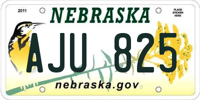 NE license plate AJU825