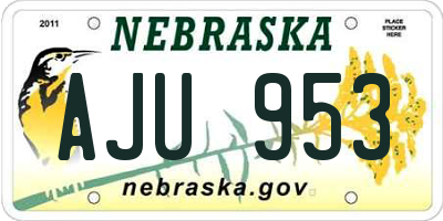 NE license plate AJU953