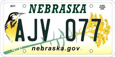 NE license plate AJV077