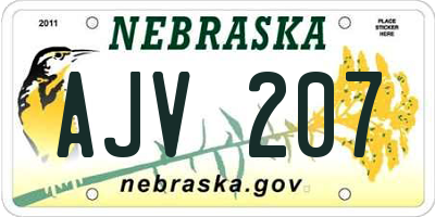 NE license plate AJV207