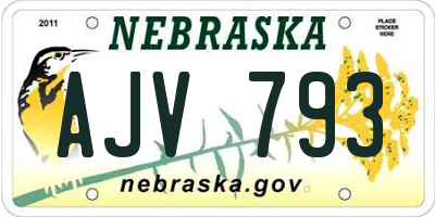 NE license plate AJV793