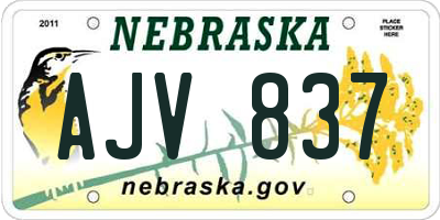 NE license plate AJV837