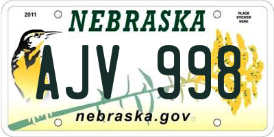 NE license plate AJV998