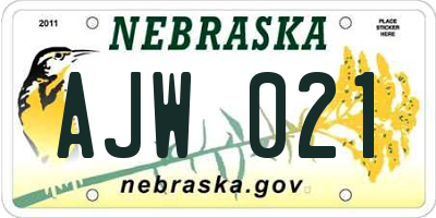 NE license plate AJW021