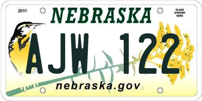 NE license plate AJW122