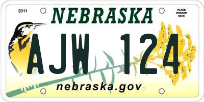 NE license plate AJW124