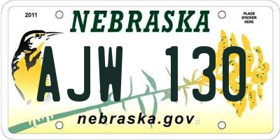 NE license plate AJW130
