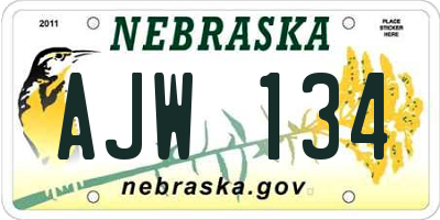 NE license plate AJW134