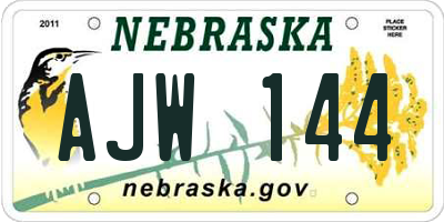 NE license plate AJW144