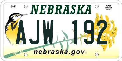 NE license plate AJW192