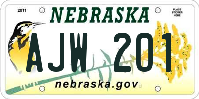 NE license plate AJW201