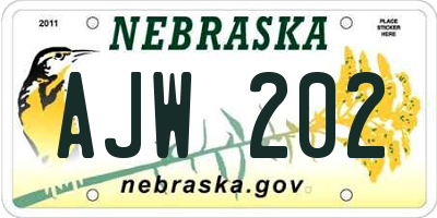 NE license plate AJW202