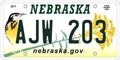 NE license plate AJW203
