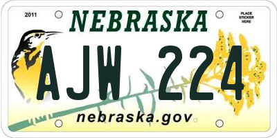 NE license plate AJW224
