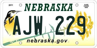 NE license plate AJW229