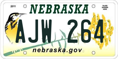 NE license plate AJW264