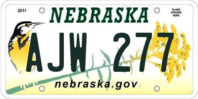 NE license plate AJW277