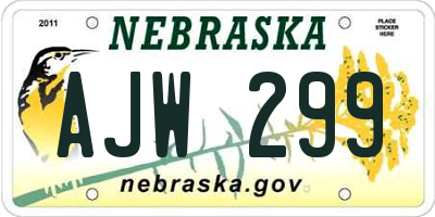 NE license plate AJW299