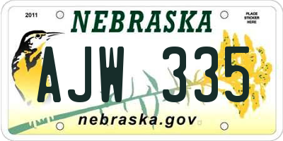 NE license plate AJW335