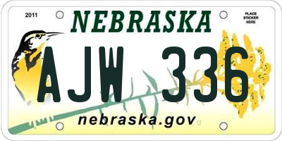 NE license plate AJW336