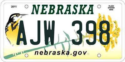 NE license plate AJW398