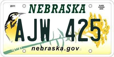 NE license plate AJW425