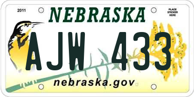 NE license plate AJW433
