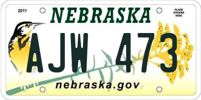 NE license plate AJW473