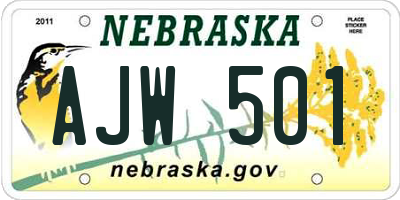 NE license plate AJW501