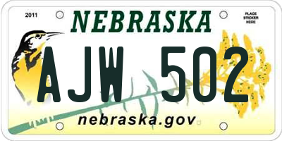 NE license plate AJW502