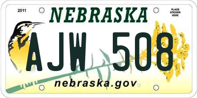 NE license plate AJW508