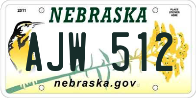 NE license plate AJW512