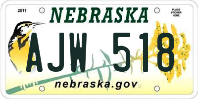 NE license plate AJW518